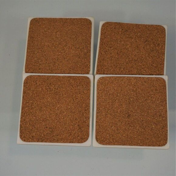 Vintage Tea Time Ceramic Coasters Ivory And Blue With Cork Back Set Of 4 - Picture 8 of 8